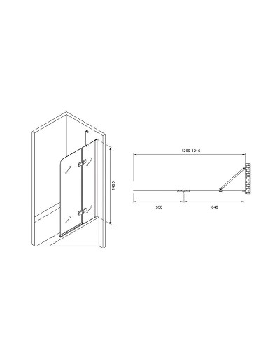 Шторка на ванну Abber Ewiges Wasser 120х140 AG51120 профиль Хром стекло прозрачное