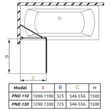 Шторка для ванны Radaway EOS II PND 110 L прозрачное