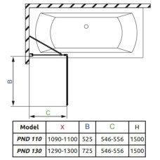 Шторка для ванны Radaway EOS II PND 130 L прозрачное