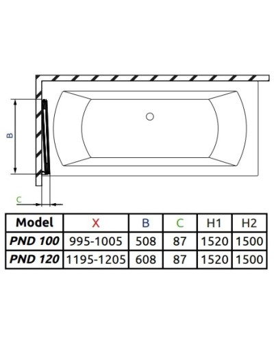 Шторка для ванны Radaway Essenza New PND 120 L прозрачное
