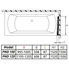 Шторка для ванны Radaway Essenza New PND 120 R прозрачное