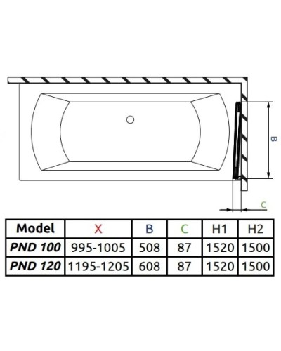 Шторка для ванны Radaway Essenza New PND 120 R прозрачное