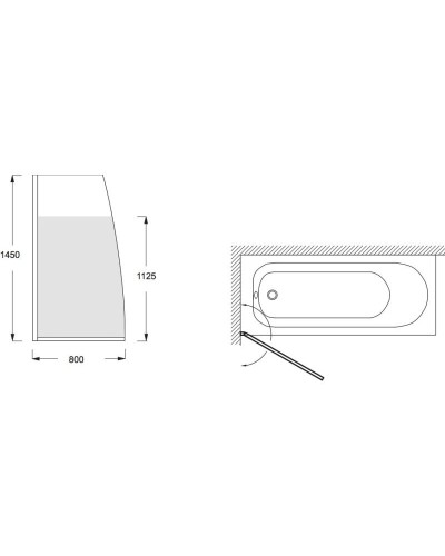 Шторка для ванны 80 см Jacob Delafon Serenity матовое