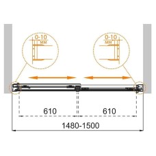 Шторка на ванну Cezares Tandem Soft 150x145 TANDEM-SOFT-VF-2-150/145-C-Cr-IV профиль Хром стекло прозрачное