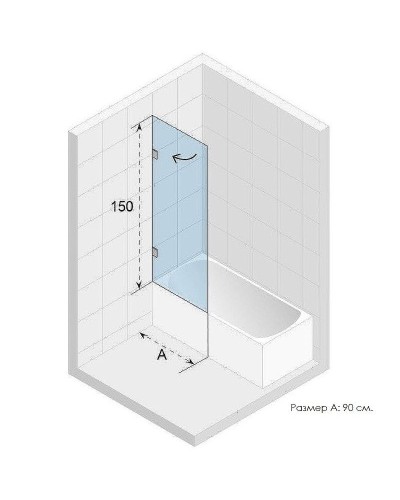 Шторка на ванну Riho VZ Scandic NXT X107 90 L G001131120 (GX01052C1) профиль Хром стекло прозрачное