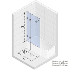Шторка на ванну Riho VZ Scandic NXT X109V 95 L G001155120 (GX06062C1) профиль Хром стекло прозрачное