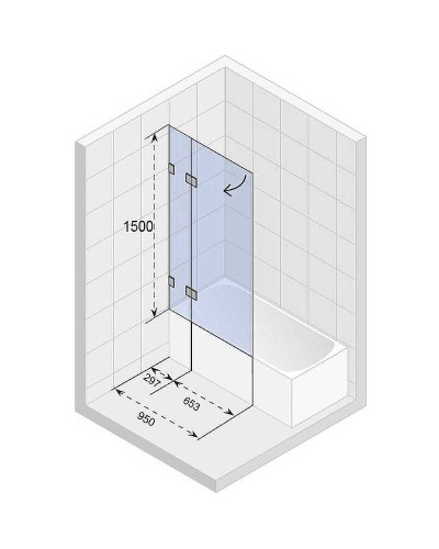 Шторка на ванну Riho VZ Scandic NXT X109 95x150 P G001148120 (GX00202C2) профиль Хром стекло прозрачное
