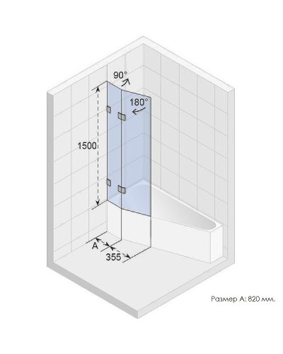 Шторка на ванну Riho VZ Scandic NXT X500 Yukon 117 P G001164120 (GX00602C2) профиль Хром стекло прозрачное