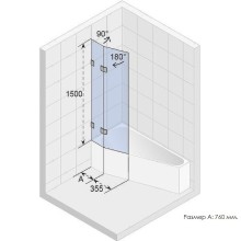 Шторка на ванну Riho VZ Scandic NXT X500 Geta 160 111 P G001166120 (GX00612C2) профиль Хром стекло прозрачное