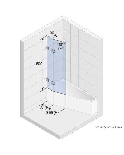 Шторка на ванну Riho VZ Scandic NXT X500 Geta 160 111 P G001166120 (GX00612C2) профиль Хром стекло прозрачное