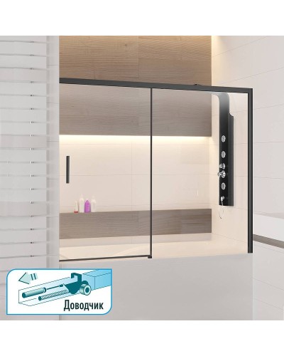 Шторка на ванну RGW Screens SC-45B 180x150 34114518-14 профиль Черный стекло прозрачное