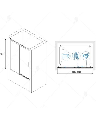 Шторка на ванну RGW Screens SC-45B 180x150 34114518-14 профиль Черный стекло прозрачное