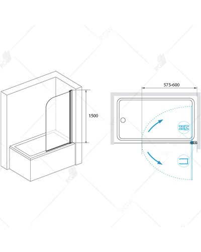 Шторка на ванну RGW Screens SC-09B 60x150 06110906-14 профиль Черный стекло прозрачное