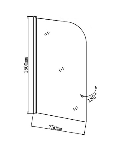 Шторка на ванну Grossman 70 GR-100/1 профиль Хром стекло прозрачное