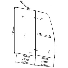 Шторка на ванну Grossman 110 GR-102/2 профиль Хром стекло прозрачное