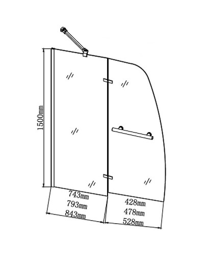 Шторка на ванну Grossman 110 GR-102/2 профиль Хром стекло прозрачное