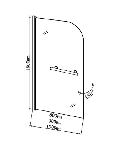 Шторка на ванну Grossman 80 GR-104 профиль Хром стекло прозрачное