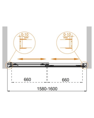 Шторка на ванну CEZARES TANDEM-SOFT-VF-2-160/145-P-Cr