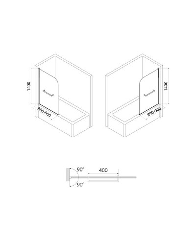 Шторка на ванну Iddis Ray 90х140 RAY6CS9i90 профиль Хром стекло прозрачное