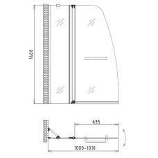 Шторка для ванны 100 см Gemy New Rockcoco S03201 прозрачное
