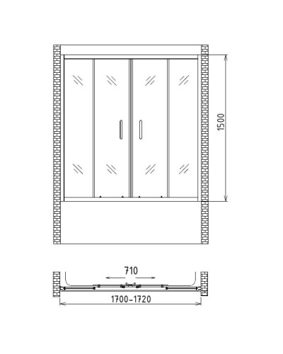 Шторка для ванны 170 см Gemy New Rockcoco S12192B прозрачное