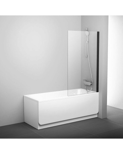 Шторка на ванну Ravak Pivot PVS1-80 79840300Z1 профиль Черный стекло Transparent