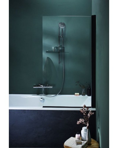 Шторка на ванну Jacob Delafon Struktura 80х140 E6D042-BL профиль Черный стекло прозрачное