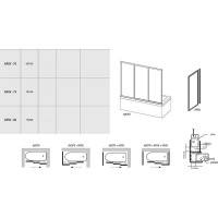 Боковая стенка для шторки на ванну Ravak Supernova APSV-75 95030U02Z1 профиль Сатин стекло Transparent