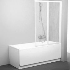 Шторка на ванну Ravak Behappy VS2 105 796M010041 профиль Белый витраж пластик Rain