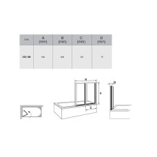 Шторка на ванну Ravak Behappy VS2 105 796M0100Z1 профиль Белый стекло Transparent