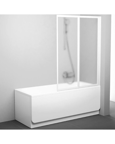 Шторка на ванну Ravak Behappy VS2 105 796M0100ZG профиль Белый стекло Grape