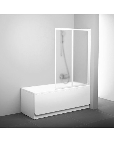 Шторка на ванну Ravak Behappy VS2 105 796M0100ZG профиль Белый стекло Grape