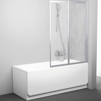 Шторка на ванну Ravak Behappy VS2 105 796M0U0041 профиль Сатин витраж пластик Rain