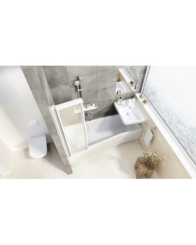 Шторка на ванну Ravak Behappy VS3 100 795P010041 профиль Белый витраж пластик Rain