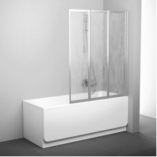 Шторка на ванну Ravak Behappy VS3 100 795P0U0041 профиль Сатин витраж пластик Rain