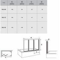 Шторка на ванну Ravak Behappy VS3 115 795S010041 профиль Белый витраж пластик Rain