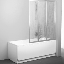 Шторка на ванну Ravak Behappy VS3 115 795S0U0041 профиль Сатин витраж пластик Rain