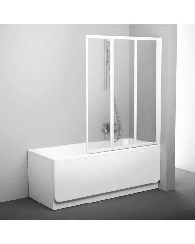 Шторка на ванну Ravak Behappy VS3 130 795V0100Z1 профиль Белый стекло Transparent