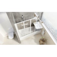 Шторка на ванну Ravak Behappy VS3 130 795V0100Z1 профиль Белый стекло Transparent