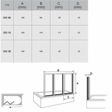 Шторка на ванну Ravak Behappy VS3 130 795V0100ZG профиль Белый стекло Grape