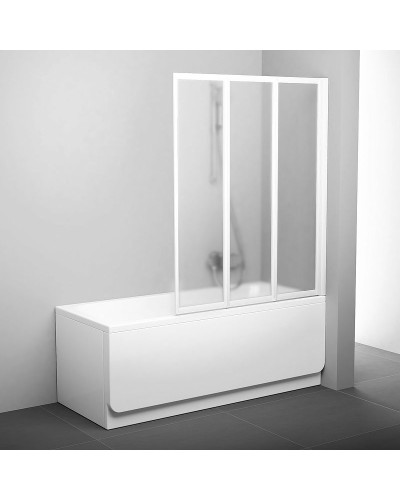 Шторка на ванну Ravak Behappy VS3 130 795V0100ZG профиль Белый стекло Grape