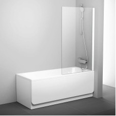 Шторка на ванну Ravak Pivot PVS1-80 79840100Z1 профиль Белый стекло Transparent