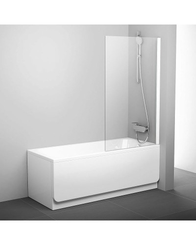 Шторка на ванну Ravak Pivot PVS1-80 79840100Z1 профиль Белый стекло Transparent