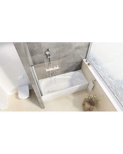 Шторка на ванну Ravak Pivot PVS1-80 79840U00Z1 профиль Сатин стекло Transparent