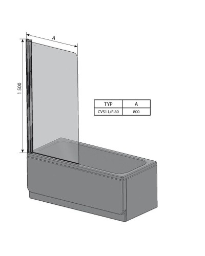 Шторка на ванну Ravak Chrome CVS1 80 L 7QL40100Z1 профиль Белый стекло Transparent