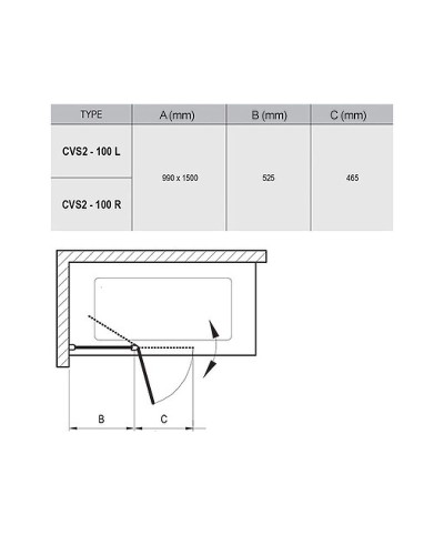 Шторка на ванну Ravak Chrome CVS2-100 R 7QRA0100Z1 профиль Белый стекло Transparent