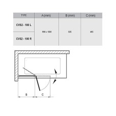 Шторка на ванну Ravak Chrome CVS2-100 L 7QLA0C00Z1 профиль Хром стекло Transparent