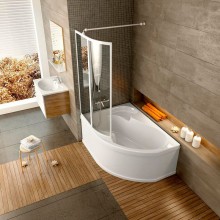 Шторка на ванну Ravak Supernova VSK2 Rosa 140 L 76L70100Z1 профиль Белый стекло Transparent