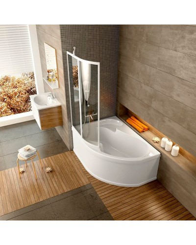 Шторка на ванну Ravak Supernova VSK2 Rosa 140 L 76L70100Z1 профиль Белый стекло Transparent