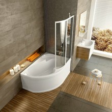 Шторка на ванну Ravak Supernova VSK2 Rosa 140 R 76P70100Z1 профиль Белый стекло Transparent